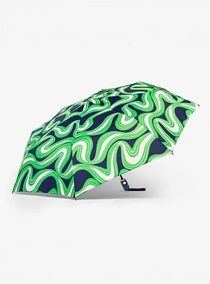 ShedRain x Trina Turk Compact Umbrella Ink Serena Satin