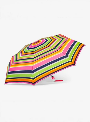 ShedRain x Trina Turk Compact Umbrella Pink Anniversary Stripe