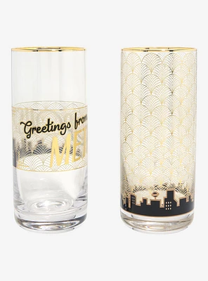DC Comics Superman Metropolis Gold Tall Glass Set - BoxLunch Exclusive
