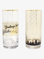 DC Comics Superman Metropolis Gold Tall Glass Set - BoxLunch Exclusive