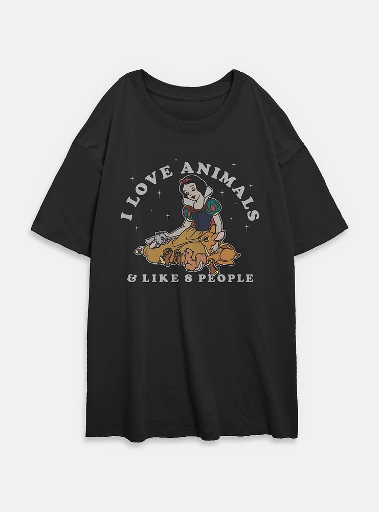 Disney Snow White and the Seven Dwarfs I Love Animals & Like 8 People Womens Oversized T-Shirt