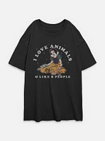 Disney Snow White and the Seven Dwarfs I Love Animals & Like 8 People Womens Oversized T-Shirt
