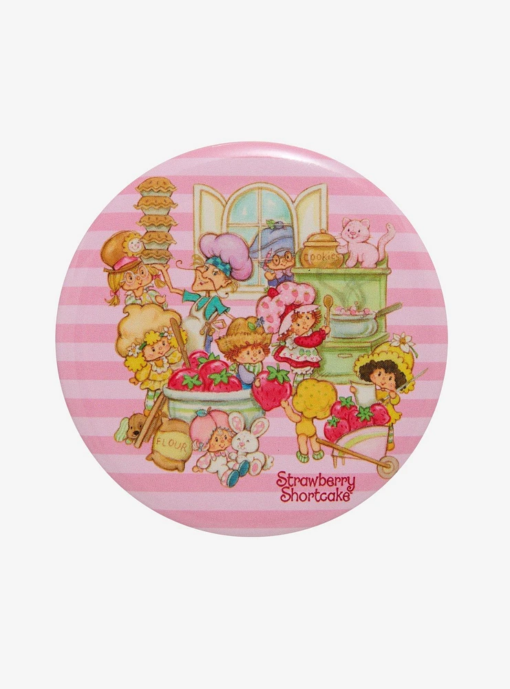 Strawberry Shortcake Baking Scene Circle Button Pin