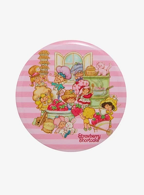 Strawberry Shortcake Baking Scene Circle Button Pin
