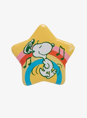 Peanuts Snoopy Dancing Rainbow Star Button Pin