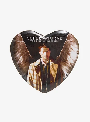 Supernatural Castiel Wings Heart Button Pin