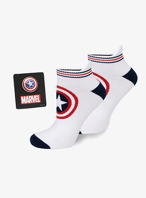 Marvel Captain America White Ankle Socks and Lapel Pin Set