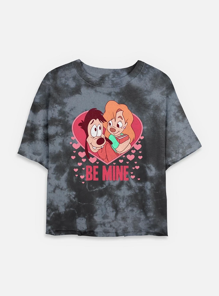 Disney Goofy Max And Rox Be Mine Tie Dye Crop Womens T-Shirt