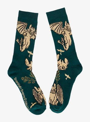DreamWorks How To Train Your Dragon Toothless Tonal Allover Print Crew Socks - BoxLunch Exclusive