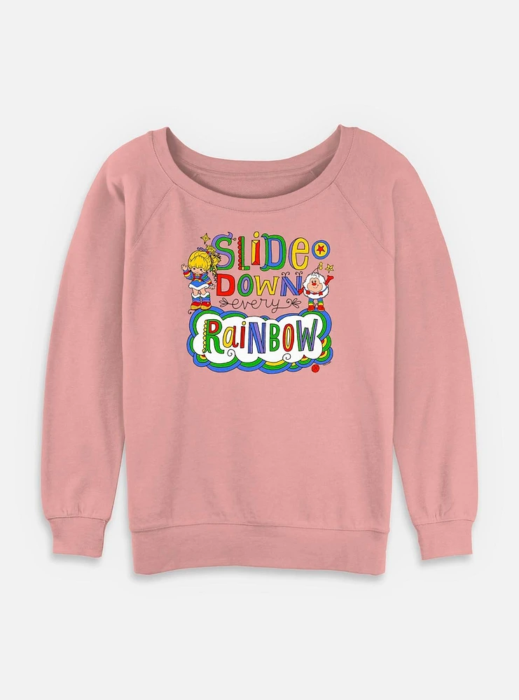 Rainbow Brite Down Every Womens Slouchy Sweatshirt