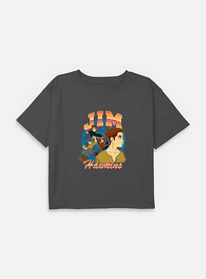 Disney Treasure Planet Jim Hawkins Collage Youth Girls Boxy Crop T-Shirt