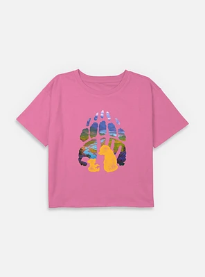 Disney Brother Bear Paw Youth Girls Boxy Crop T-Shirt