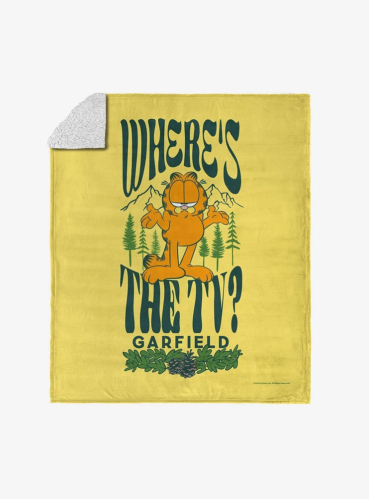 Garfield Where's The TV Silk Touch Sherpa Throw Blanket