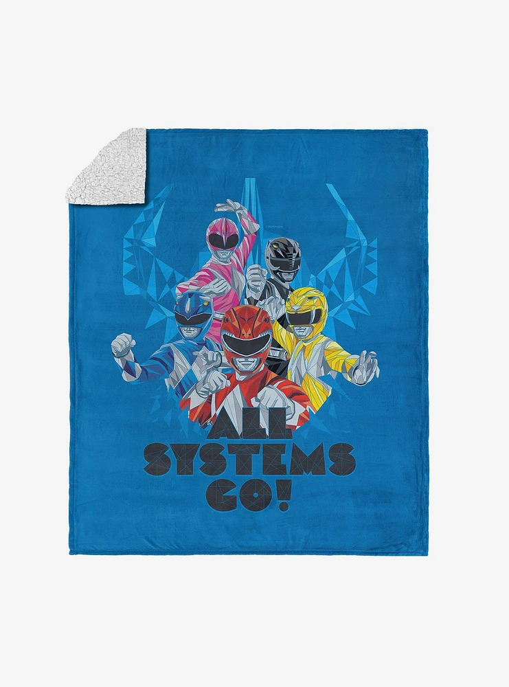Mighty Morphin Power Rangers All Systems Go Silk Touch Sherpa Throw Blanket