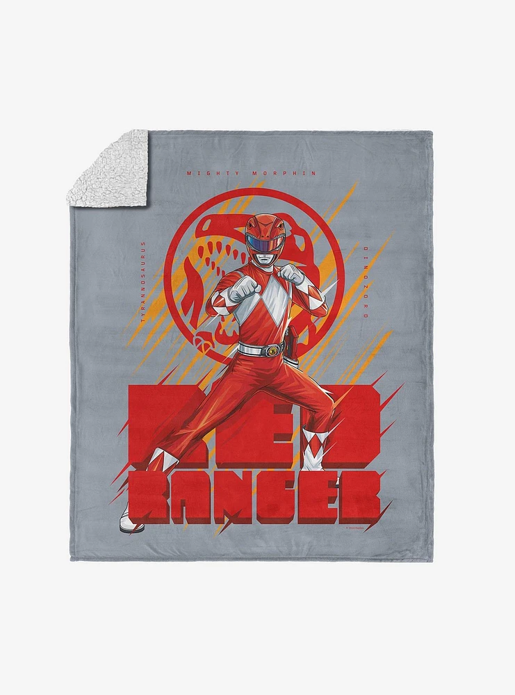 Mighty Morphin Power Rangers Red Ranger Silk Touch Sherpa Throw Blanket