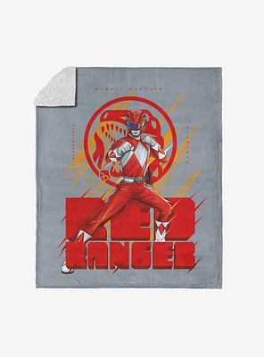 Mighty Morphin Power Rangers Red Ranger Silk Touch Sherpa Throw Blanket