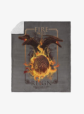 House of the Dragon Let It Reign Silk Touch Sherpa Throw Blanket
