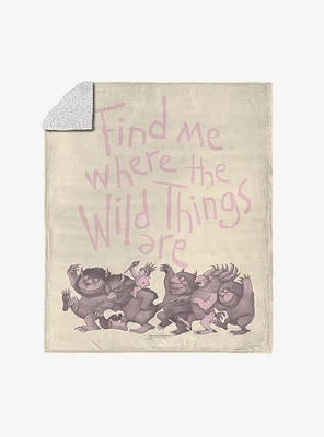 Where The Wild Things Are Find Me Pink Silk Touch Sherpa Throw Blanket