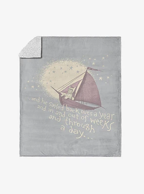Where The Wild Things Are He Sailed Silk Touch Sherpa Throw Blanket