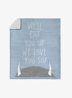 Where The Wild Things Are Love You So Silk Touch Sherpa Throw Blanket
