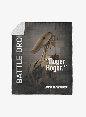 Star Wars Classic Quotes Battle Droid Silk Touch Sherpa Throw Blanket