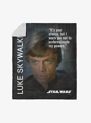 Star Wars Classic Quotes Luke Skywalker Silk Touch Sherpa Throw Blanket