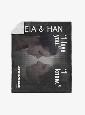 Star Wars Classic Quotes Leia and Han Silk Touch Sherpa Throw Blanket