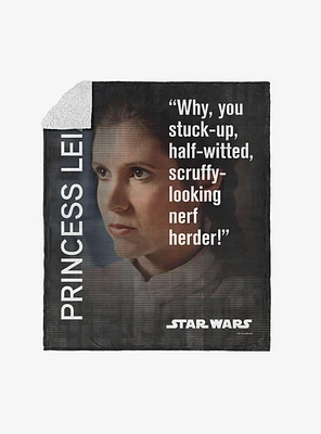 Star Wars Classic Quotes Leia Silk Touch Sherpa Throw Blanket