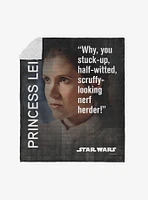 Star Wars Classic Quotes Leia Silk Touch Sherpa Throw Blanket