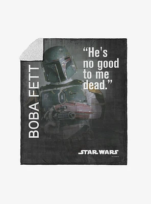 Star Wars Classic Quotes Boba Fett Silk Touch Sherpa Throw Blanket