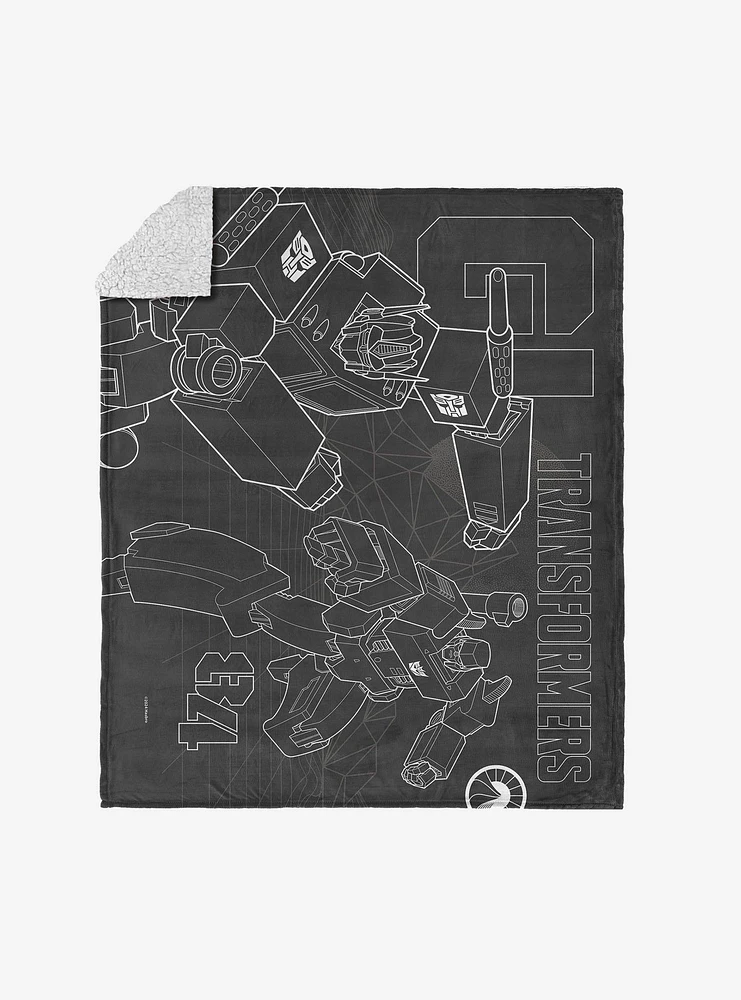 Transformers One Shall Stand One Shall Fall Silk Touch Sherpa Throw Blanket