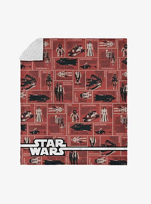 Star Wars Classic Repeats and Patterns Action Figures Silk Touch Sherpa Throw Blanket