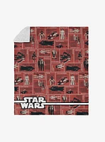 Star Wars Classic Repeats and Patterns Action Figures Silk Touch Sherpa Throw Blanket