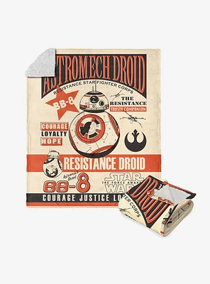 Star Wars Episode 8 Vintage Signage BB-8 Silk Touch Sherpa Throw Blanket