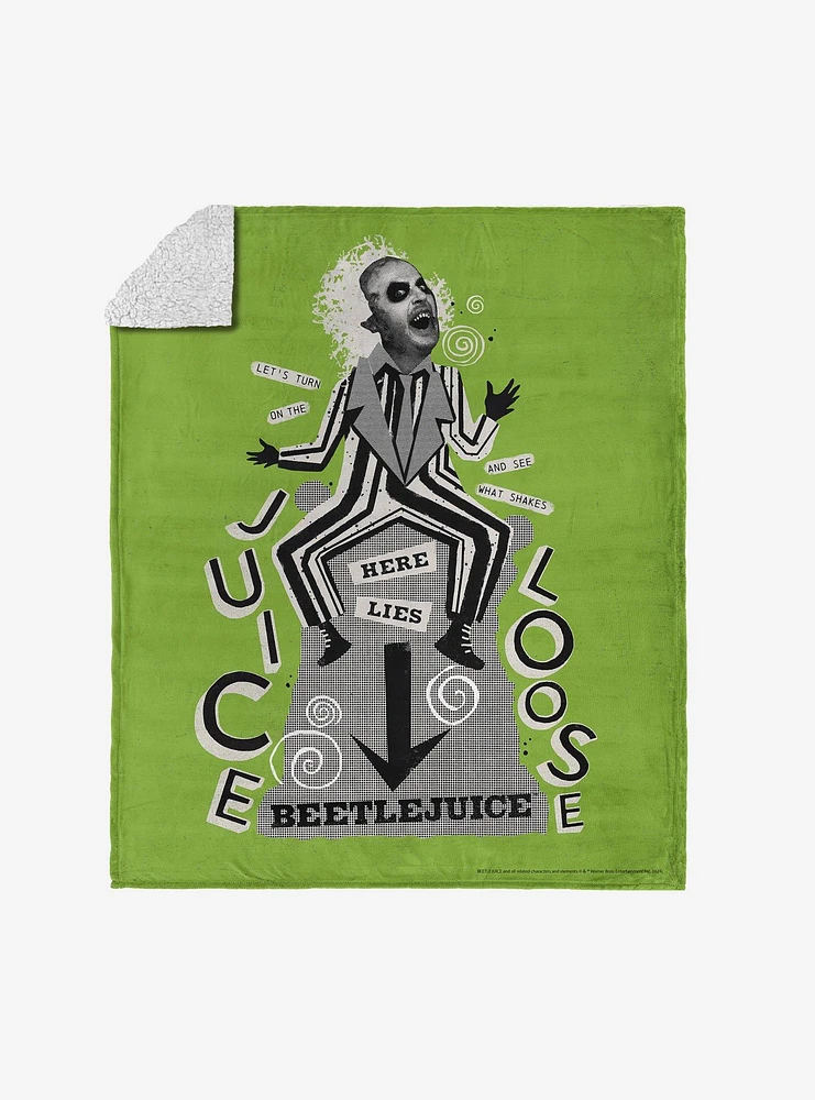 Beetlejuice Juice Is Loose Silk Touch Sherpa Throw Blanket