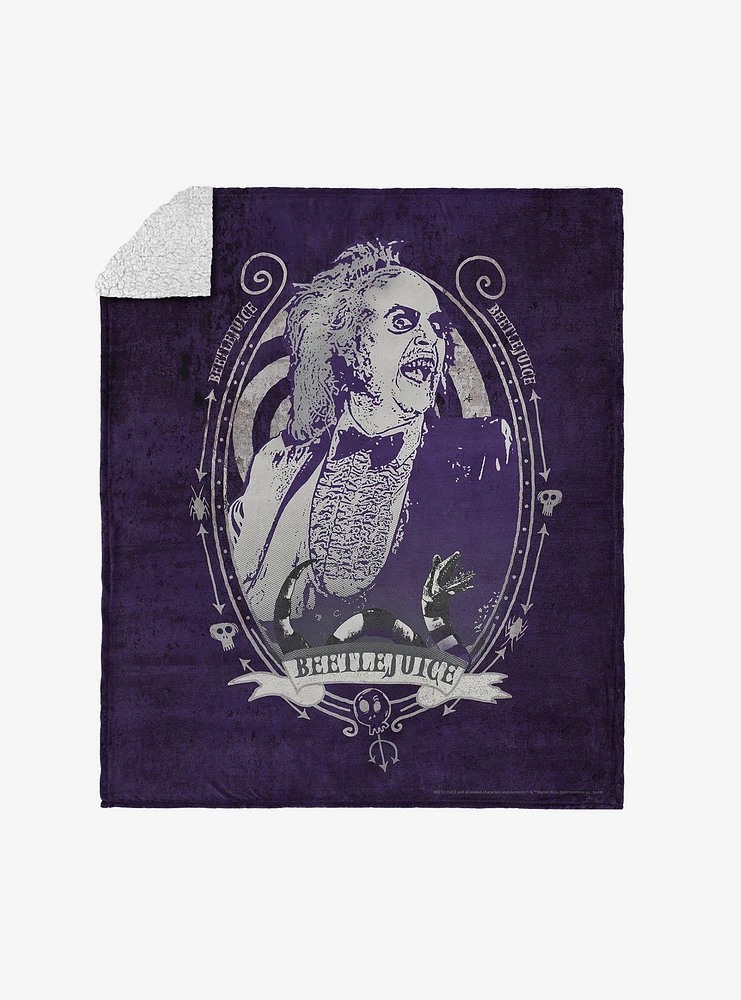Beetlejuice Big Dark Room Silk Touch Sherpa Throw Blanket
