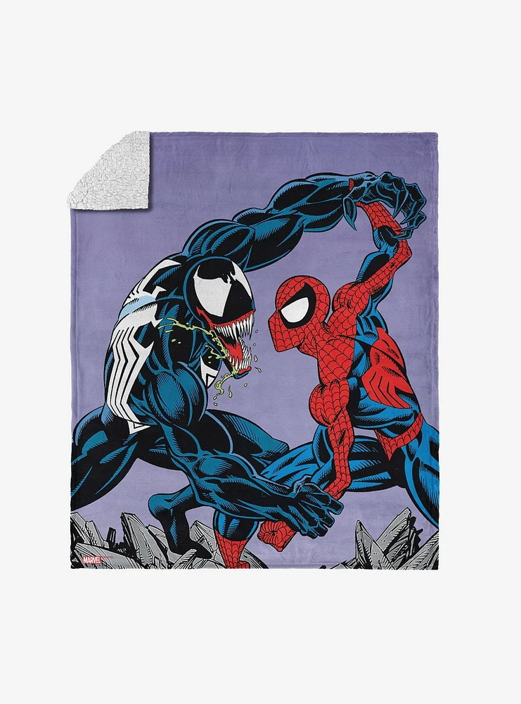 Marvel Spider-Man Peter Venom Spidey Fight Silk Touch Sherpa Throw Blanket