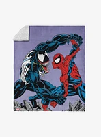 Marvel Spider-Man Peter Venom Spidey Fight Silk Touch Sherpa Throw Blanket