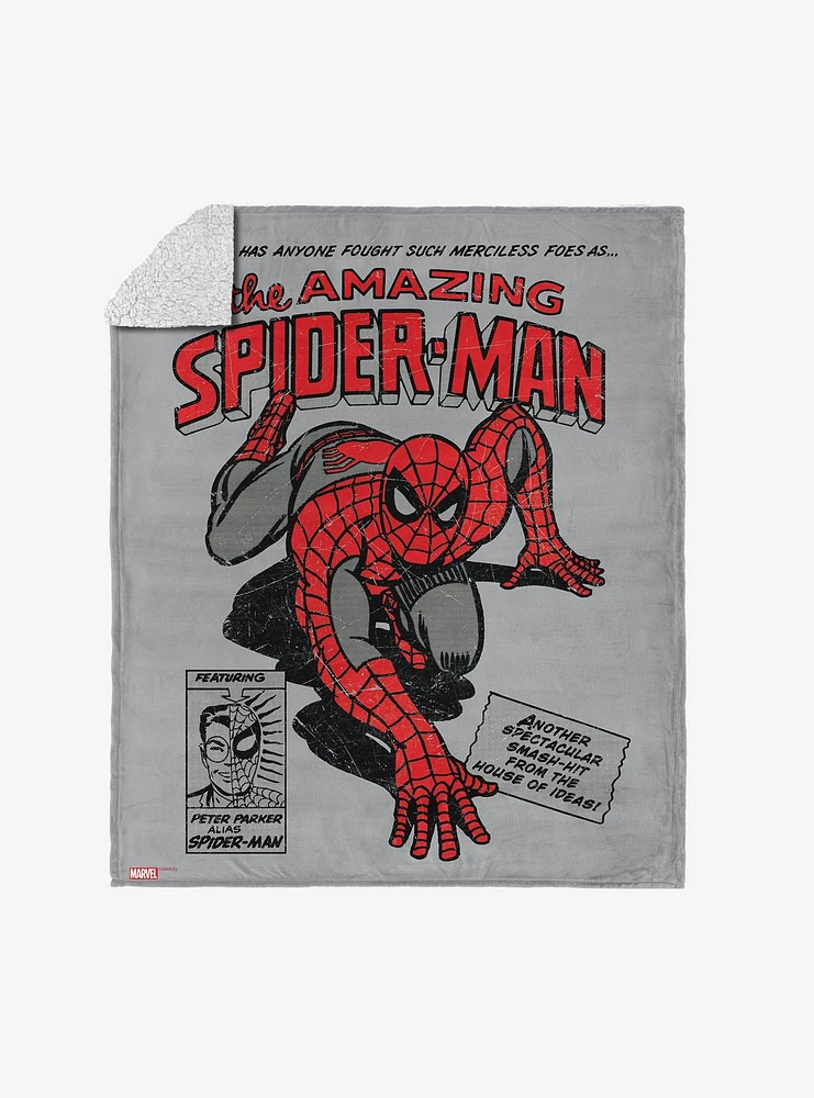 Marvel Spider-Man Peter Parker Alias Silk Touch Sherpa Throw Blanket