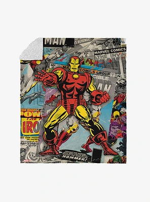 Marvel Iron Man Comic Silk Touch Sherpa Throw Blanket