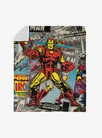 Marvel Iron Man Comic Silk Touch Sherpa Throw Blanket