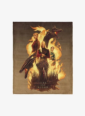 House of the Dragon Fire and Blood Reigns 50x60" Silk Touch Throw Blanket