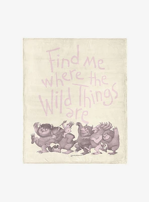 Where The Wild Things Are Find Me Pink 50x60" Silk Touch Throw Blanket