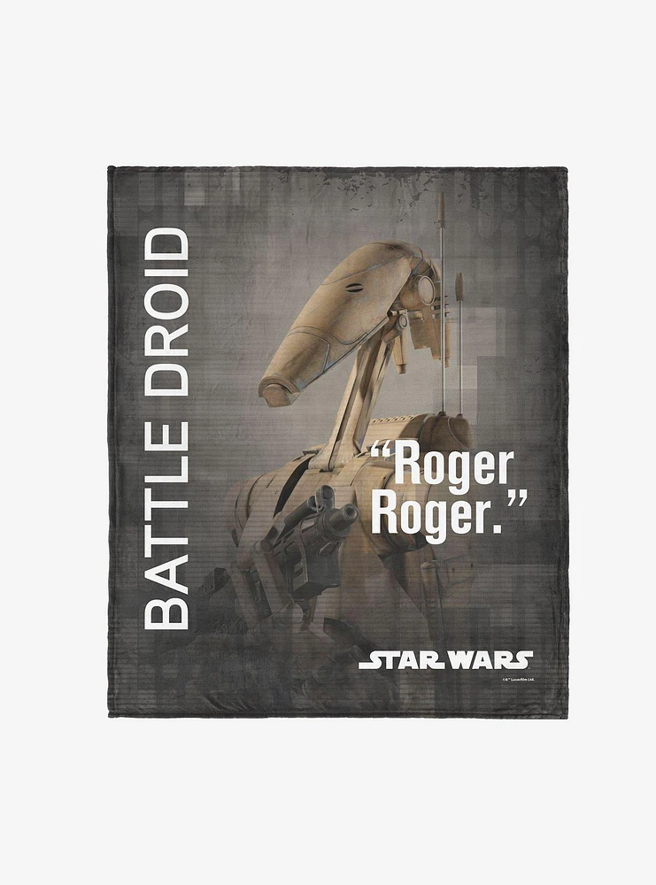Star Wars Classic Quotes Battle Droid 50x60" Silk Touch Throw Blanket
