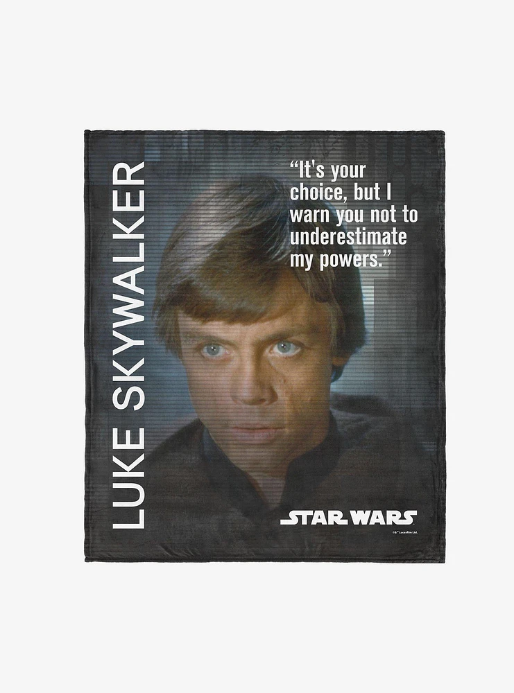 Star Wars Classic Quotes Luke Skywalker 50x60" Silk Touch Throw Blanket