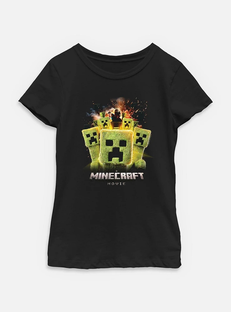 A Minecraft Movie Group Of Creeps Youth Girls T-Shirt