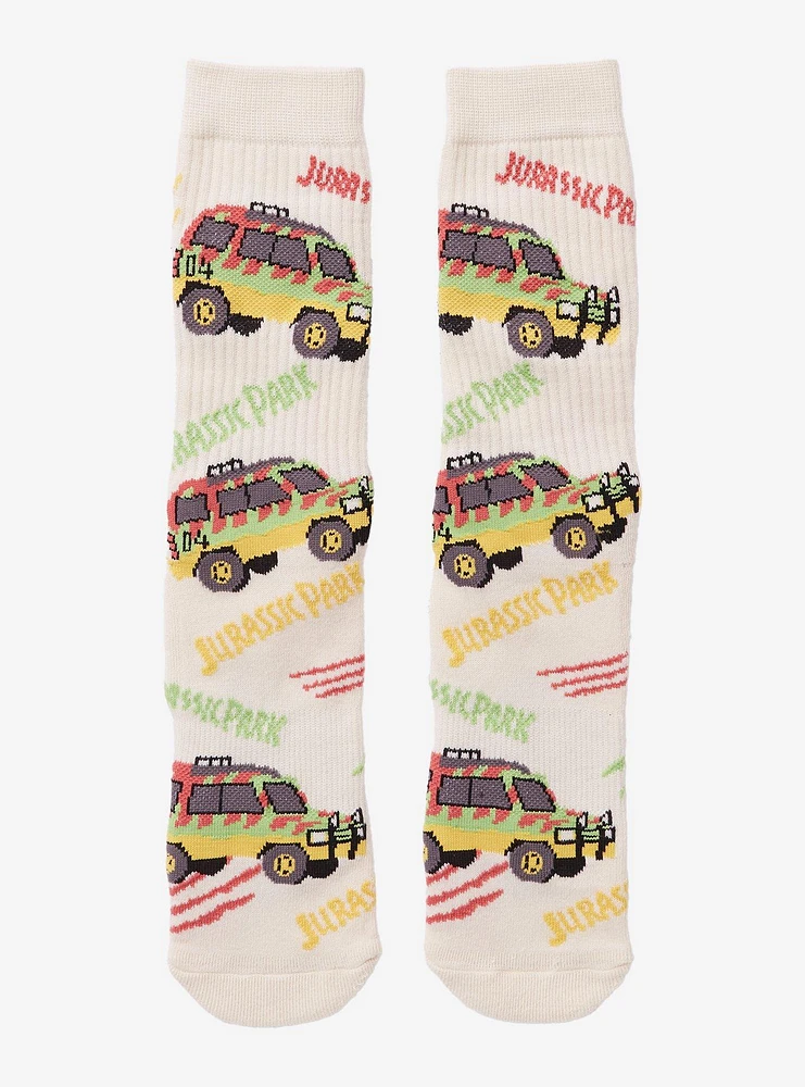 Jurassic Park Jeeps Allover Print Crew Socks - BoxLunch Exclusive