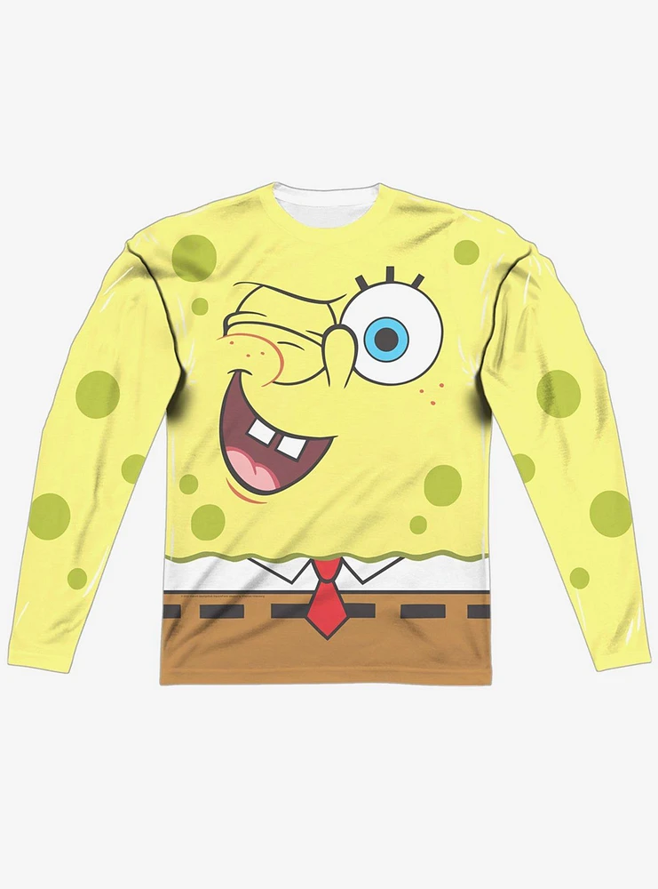 SpongeBob SquarePants Wink Face Long Sleeve Sublimated T-Shirt