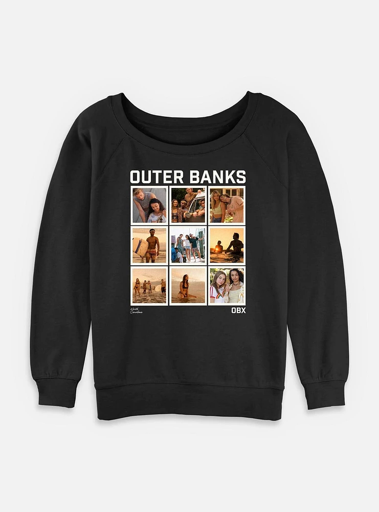 Outer Banks Photo Collage Squares Womens Slouchy Sweatshirt