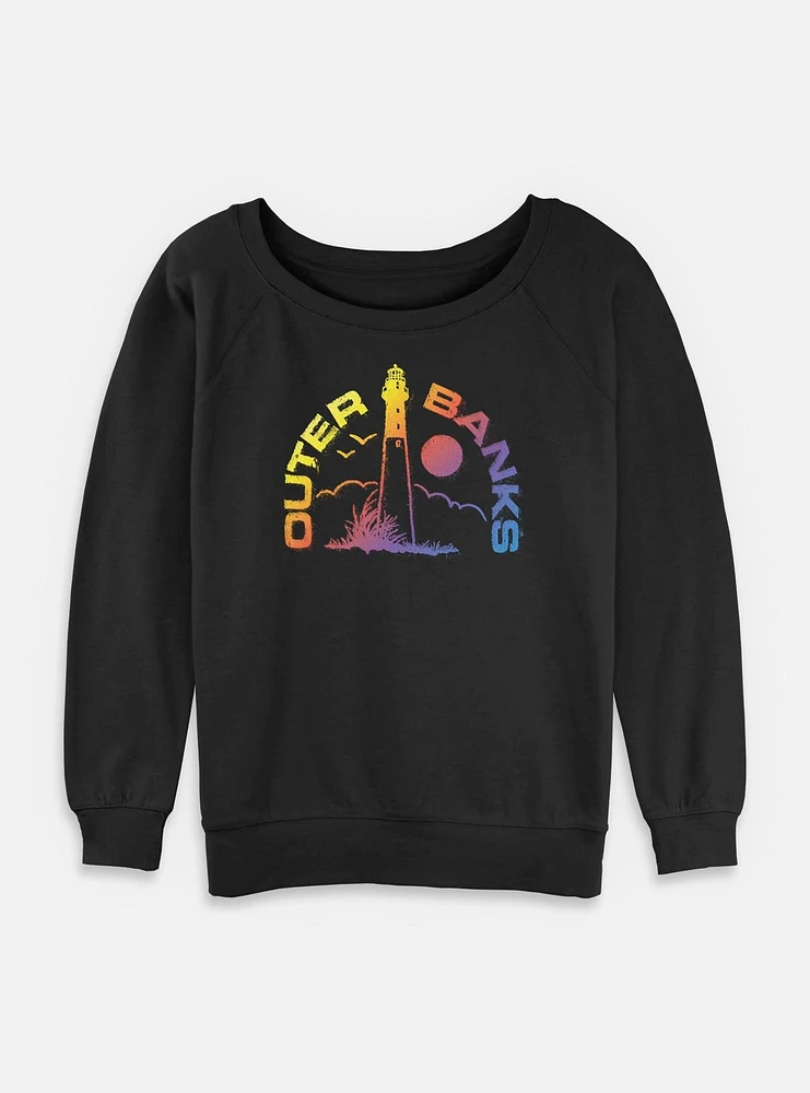 Outer Banks Ombre Spectrum Lighthouse Logo Womens Slouchy Sweatshirt